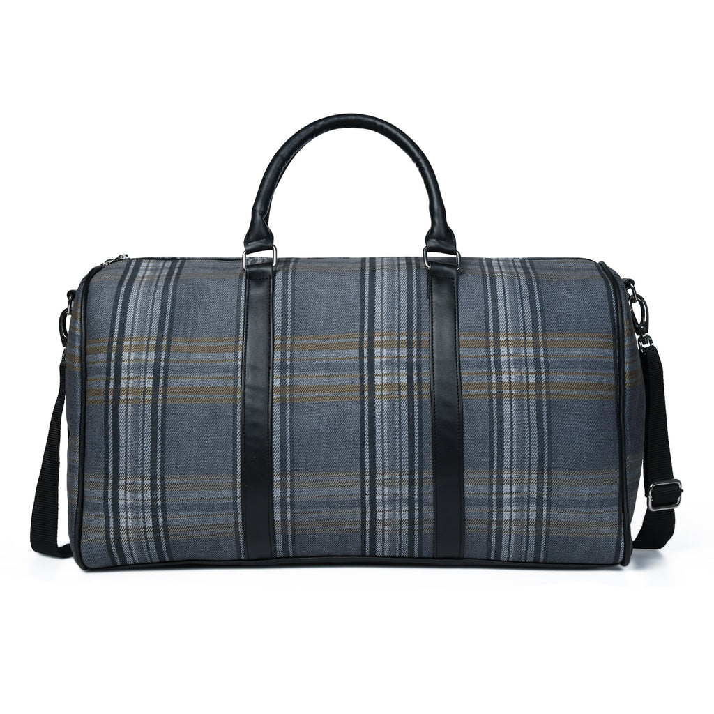Highlander Plaid Canvas Duffel Bag | Grey