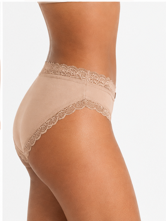 Organic Cotton Lace Mid-Rise Brief