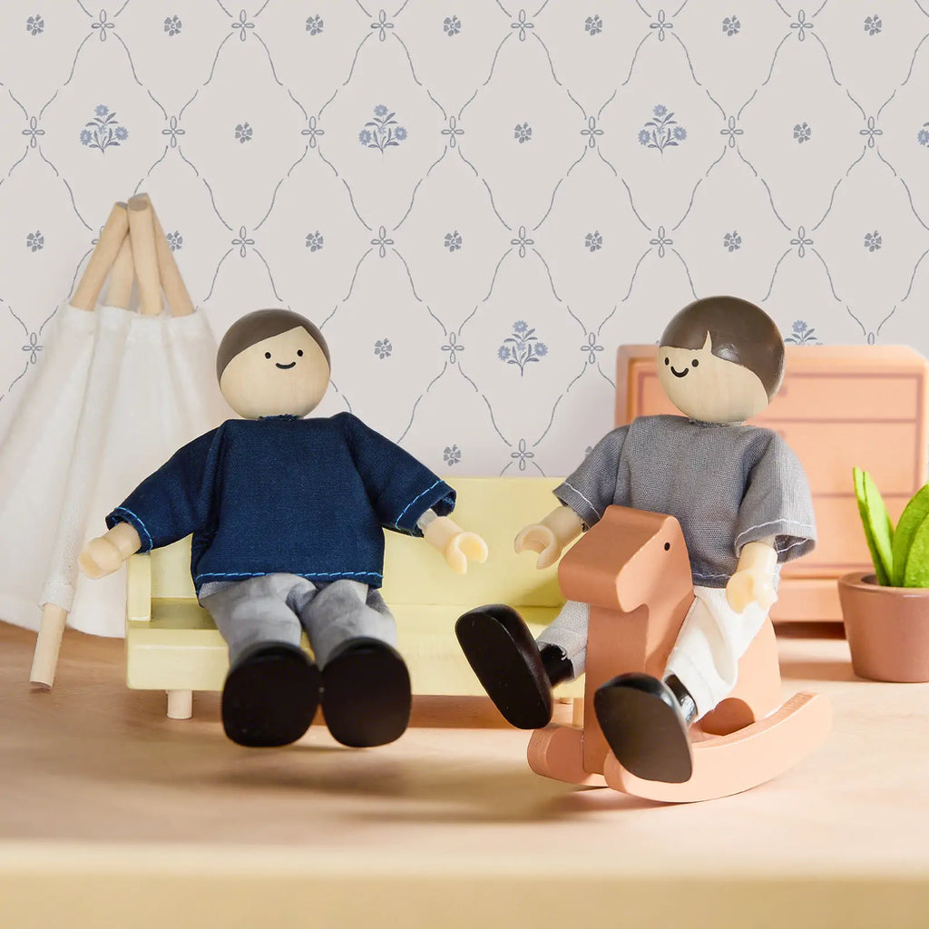 Tiny Land® Sweetwood Evergreen Dollhouse & Wooden Family Set