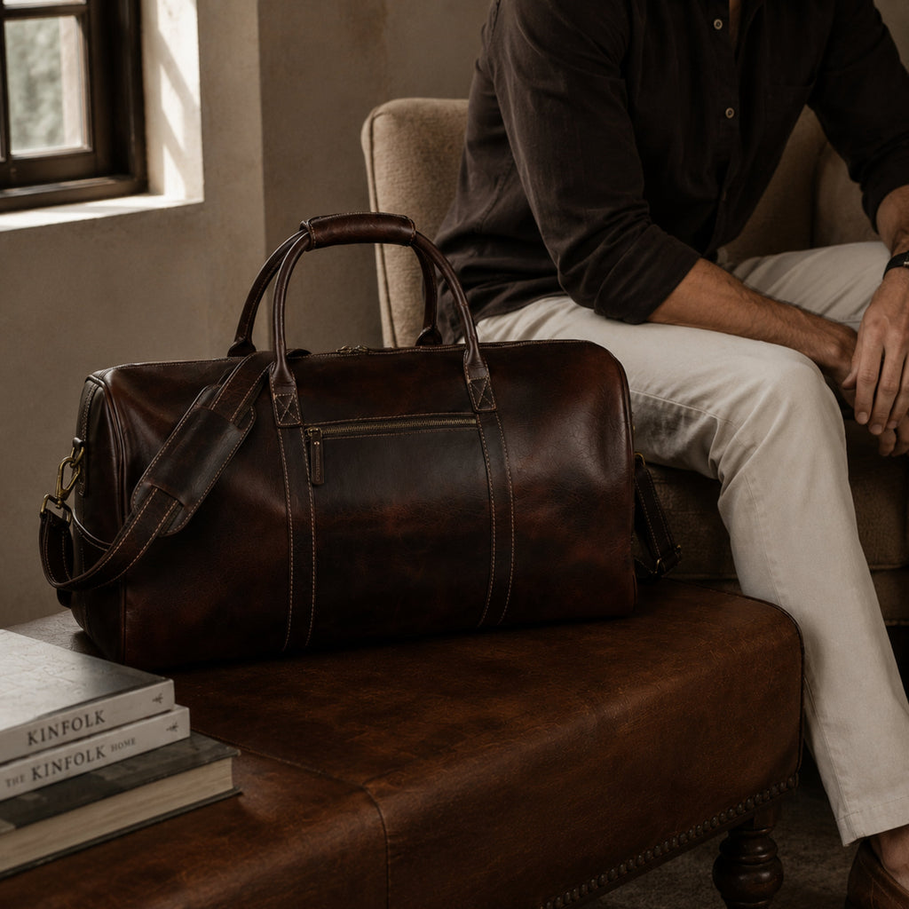 Buffalo Traveller Top-Grain Leather Duffel Bag | Walnut
