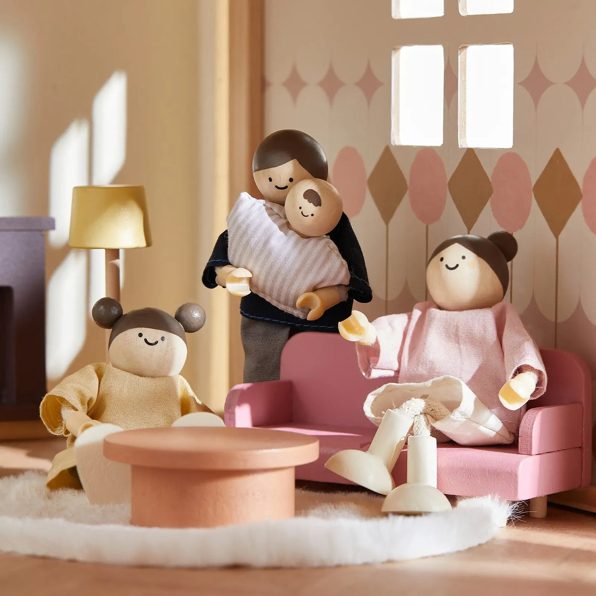 Tiny Land® Sweetwood Pegasus Dollhouse & Wooden Family Set