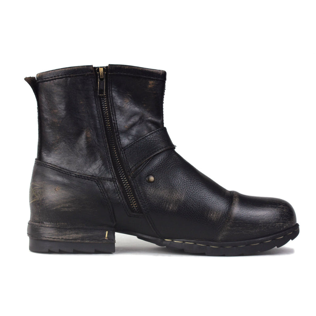 OSSTONE Vintage Leather Chukka Boots | Black, 5008-1-BS
