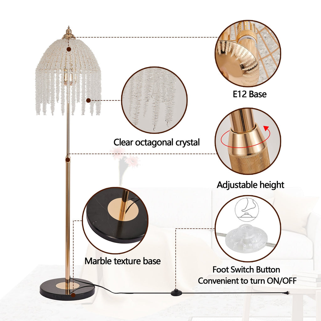 Gold Waterfall Beaded Floor Lamp