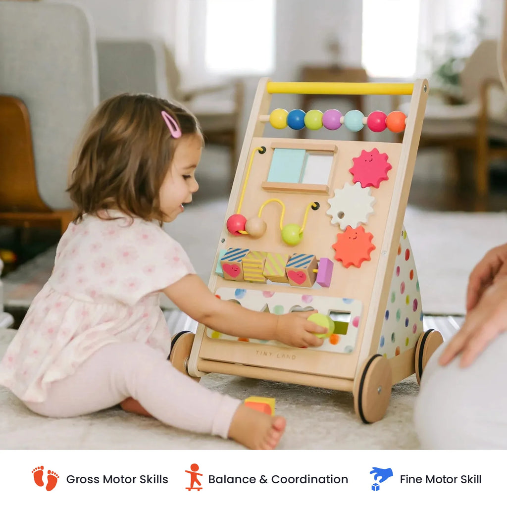 Tiny Land® Rainbow Wooden Activity Push Walker