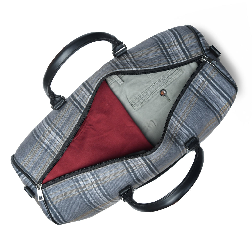 Highlander Plaid Canvas Duffel Bag | Grey