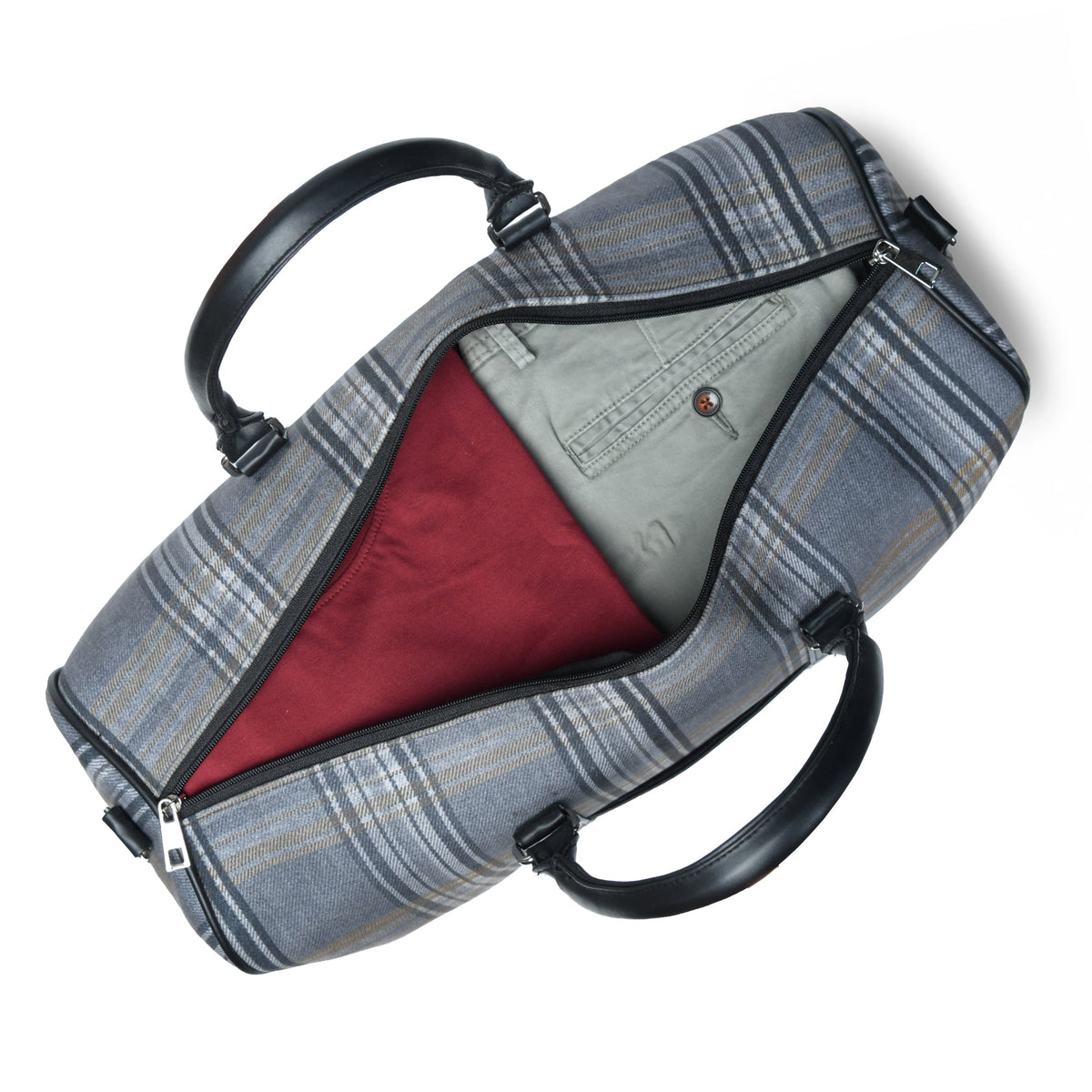 Highlander Plaid Canvas Duffel Bag | Grey