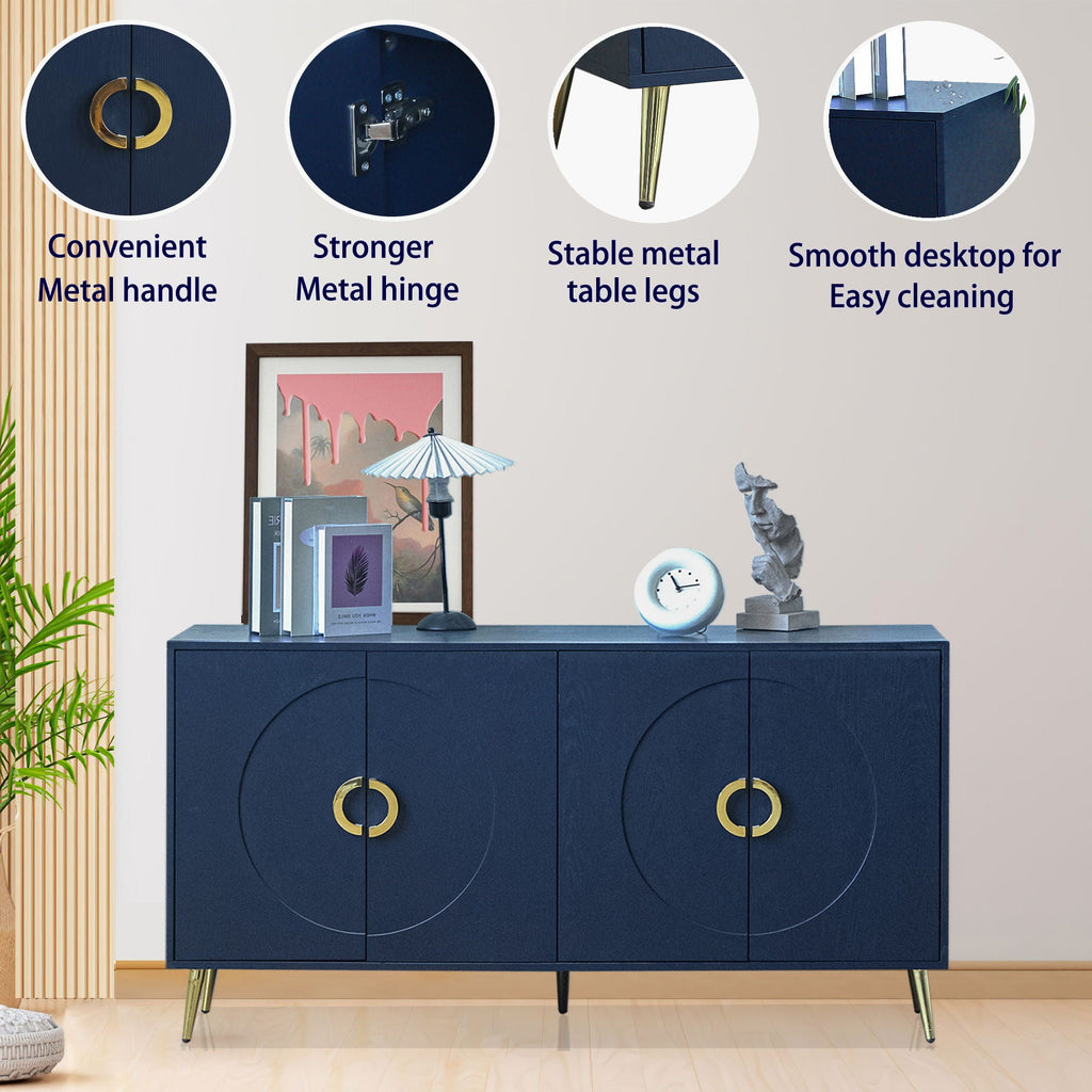 Lacquered Four-Door Sideboard with Adjustable Shelves