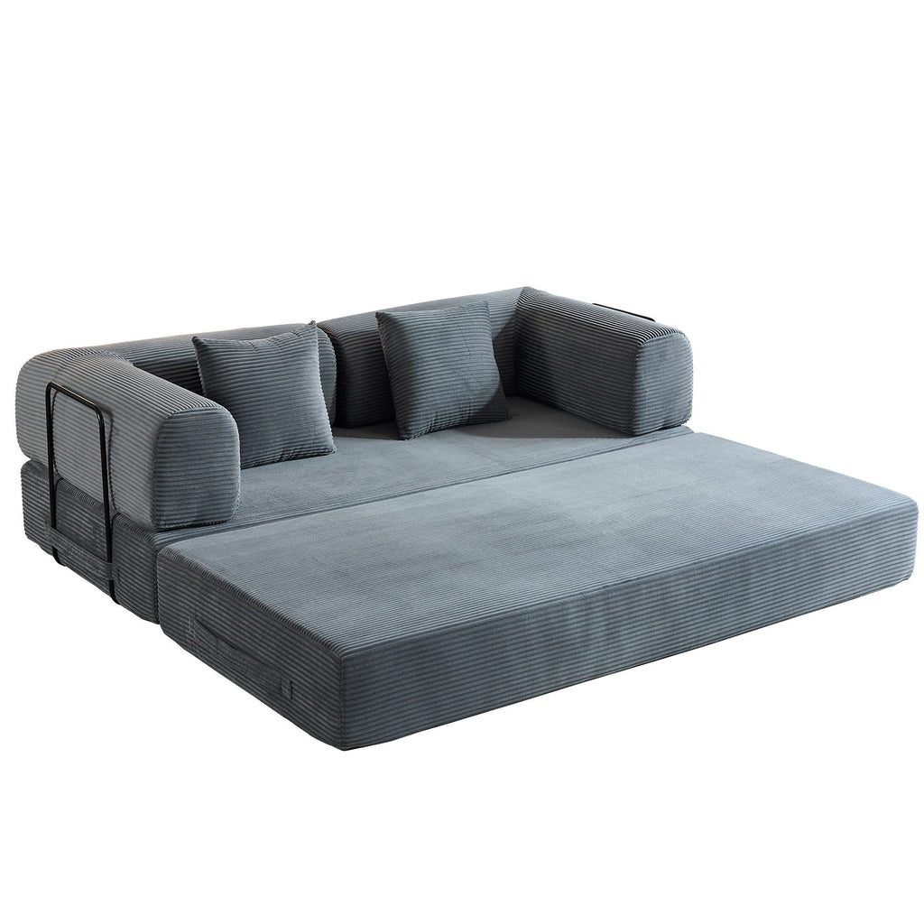 Convertible Floor Sleeper Sofa with Cylindrical Pillow