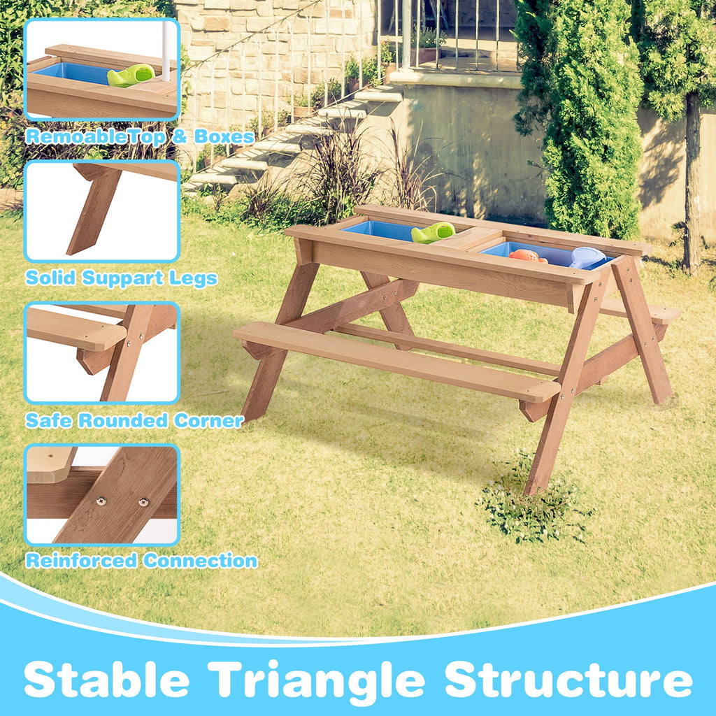 Cedar Kids’ Picnic & Sand-and-Water Table with Umbrella