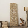 Hand-Carved Floral Mandala Wall Panel | Antique Brown & White