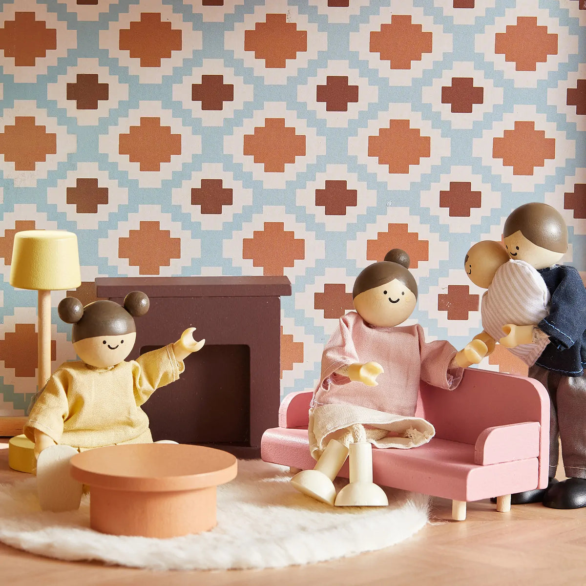 Tiny Land® Sweetwood Pegasus Dollhouse & Wooden Family Set