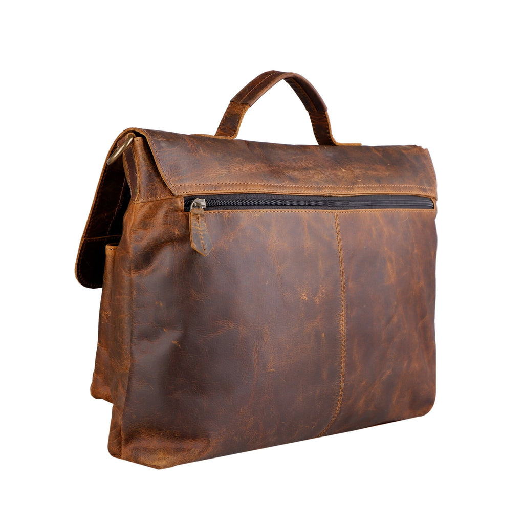Buffalo Leather Laptop Messenger Bag | Tan Brown, 16 Inch