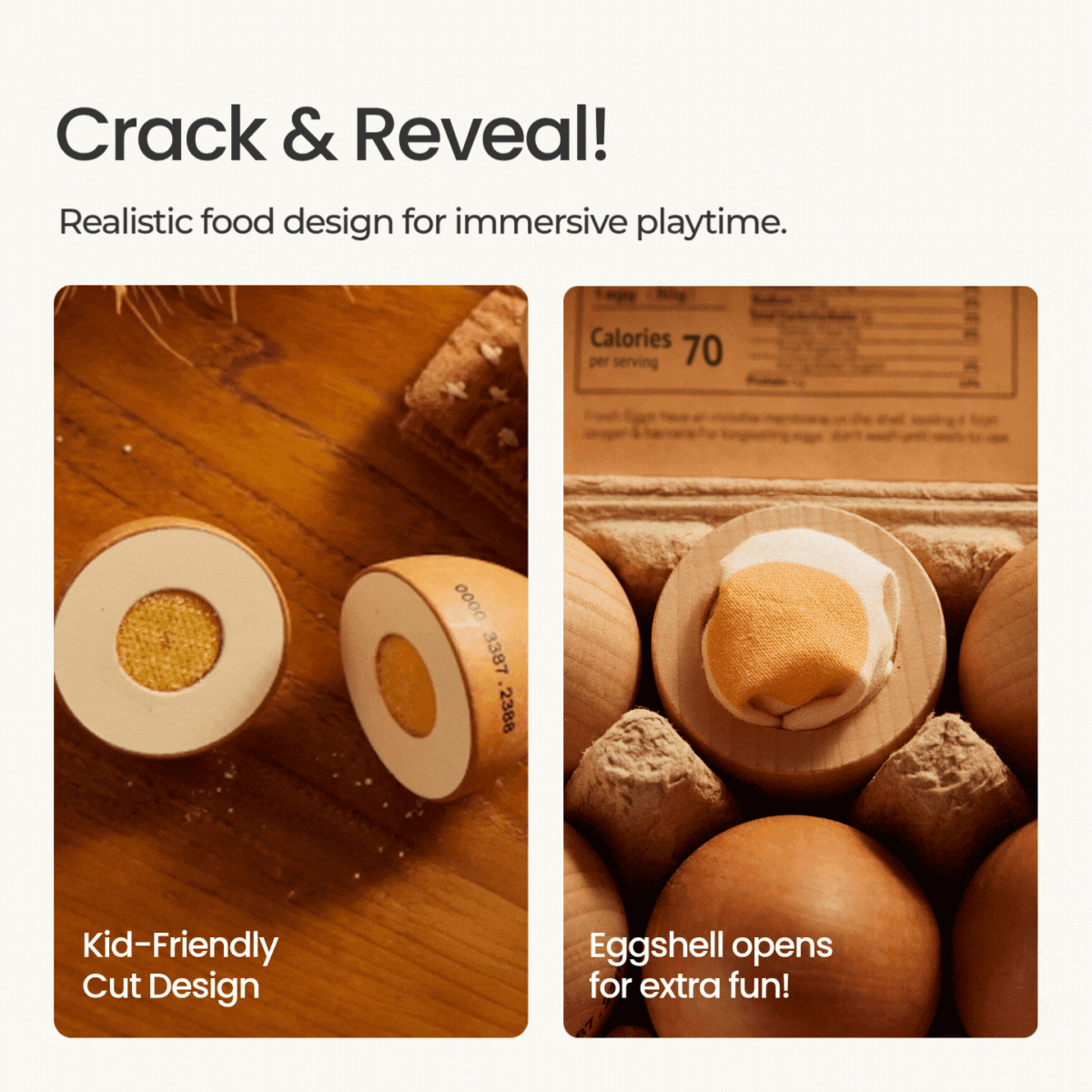 Tiny Land® Wooden Egg Pretend Play Set