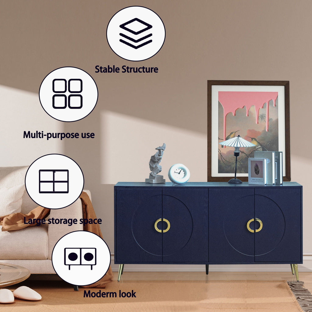 Lacquered Four-Door Sideboard with Adjustable Shelves