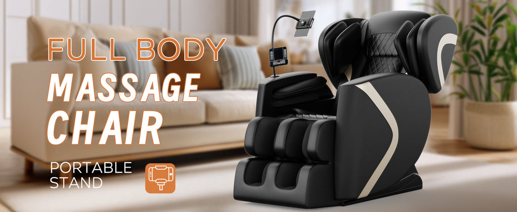 Massage Chair Recliner with Zero Gravity and Full Body Air Pressure - Black