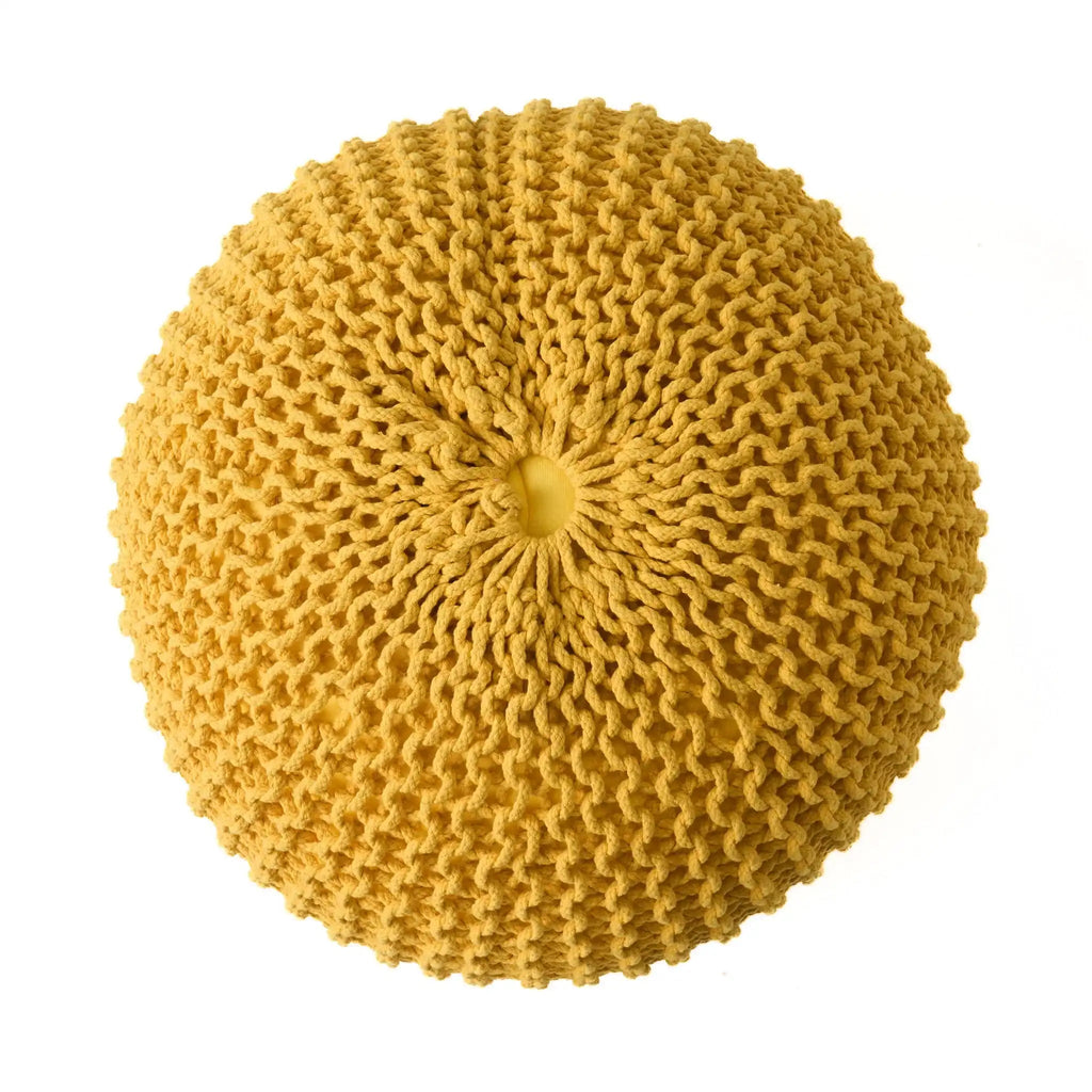 Bordeaux Knitted Cotton Round Pouf Ottoman Floor Cushion