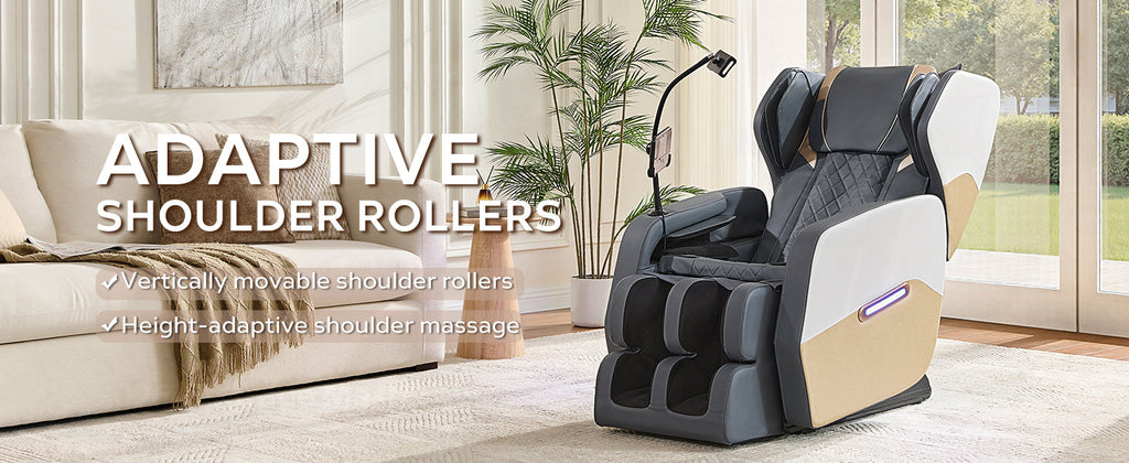 Gold+White Massage Chair Recliner with Zero Gravity and Full Body Air Pressure