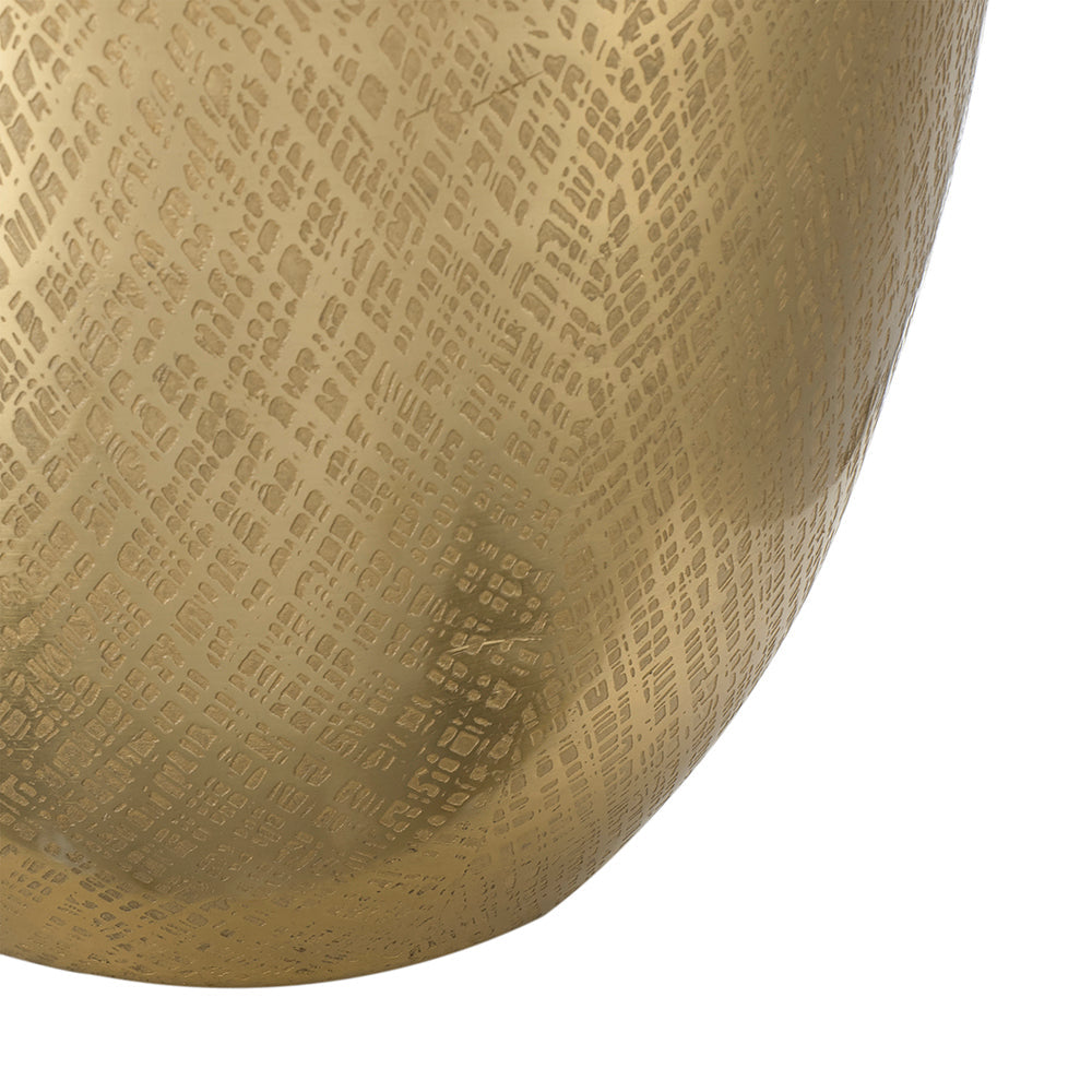 Round Aluminum Table Lamp with White Fabric Shade - Gold