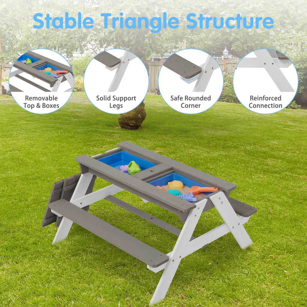 Cedar Kids’ Picnic & Sand-and-Water Table with Umbrella