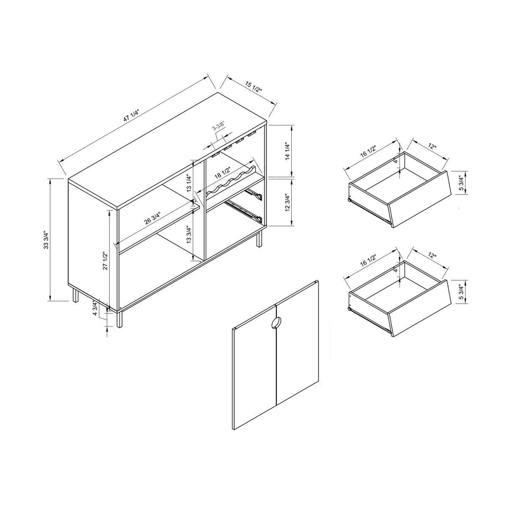 Wine Storage Cabinet with Drawers | White & Dark Taupe
