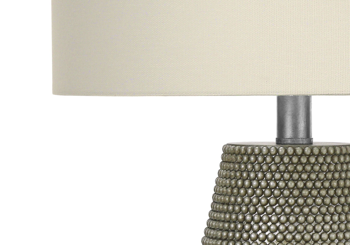 Contemporary Gray Resin Table Lamp with Ivory Drum Shade