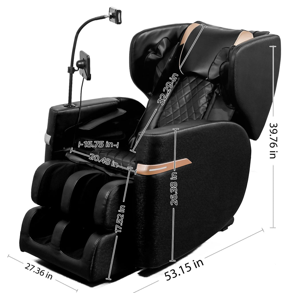 Zero-Gravity Massage Chair with Heated Footrest | Black