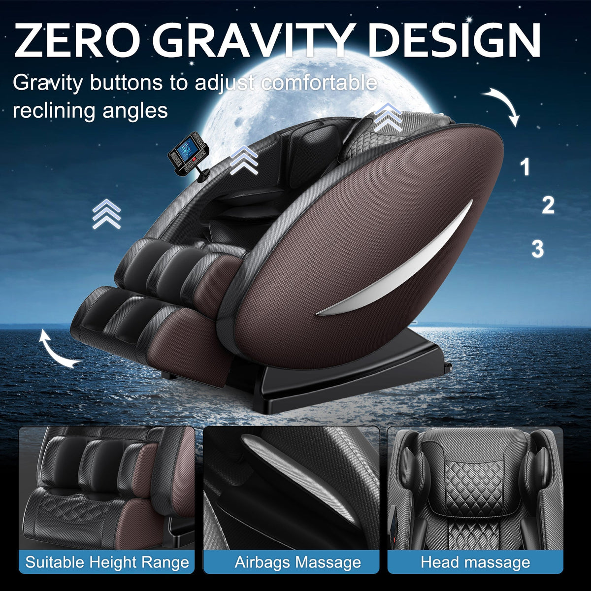 Zero-Gravity Massage Recliner | Brown or Black