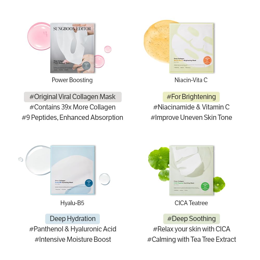 Sungboon Editor Deep Collagen Hyalu-B5 Sheet Masks | 4 Pack