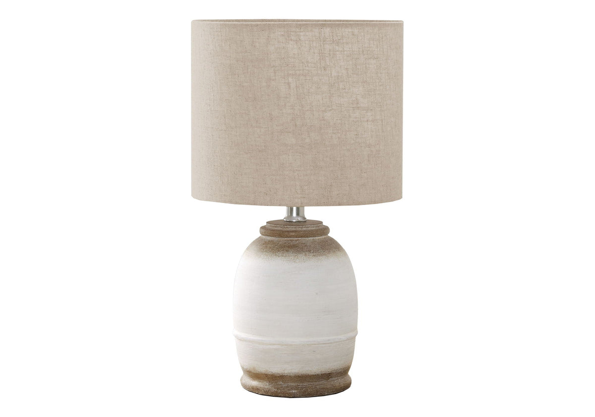 Contemporary Resin Table Lamp with Linen-Blend Shade - Cream