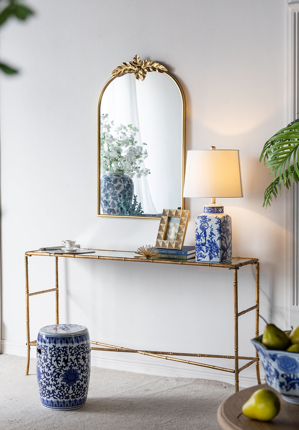 Blue & White Botanical Ceramic Table Lamp