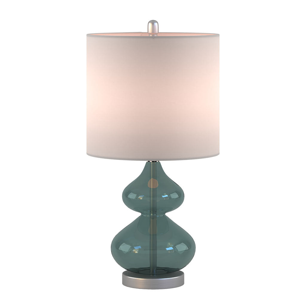 Ellipse Curved Glass Table Lamp Set of 2 with Curved Blue Glass Base - Blue