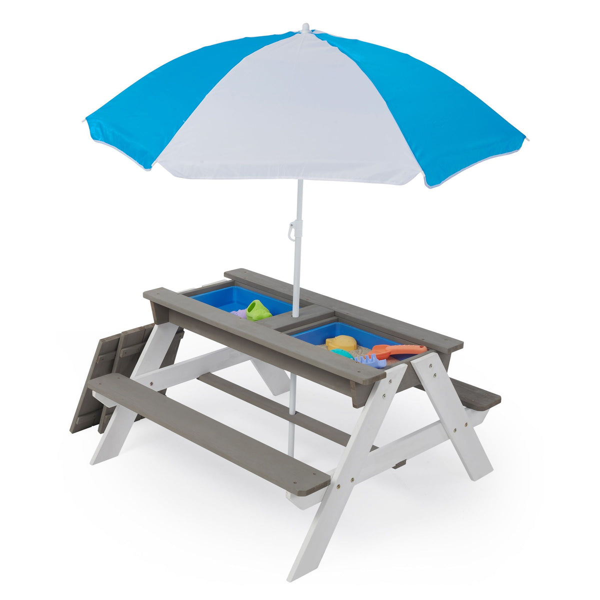 Cedar Kids’ Picnic & Sand-and-Water Table with Umbrella