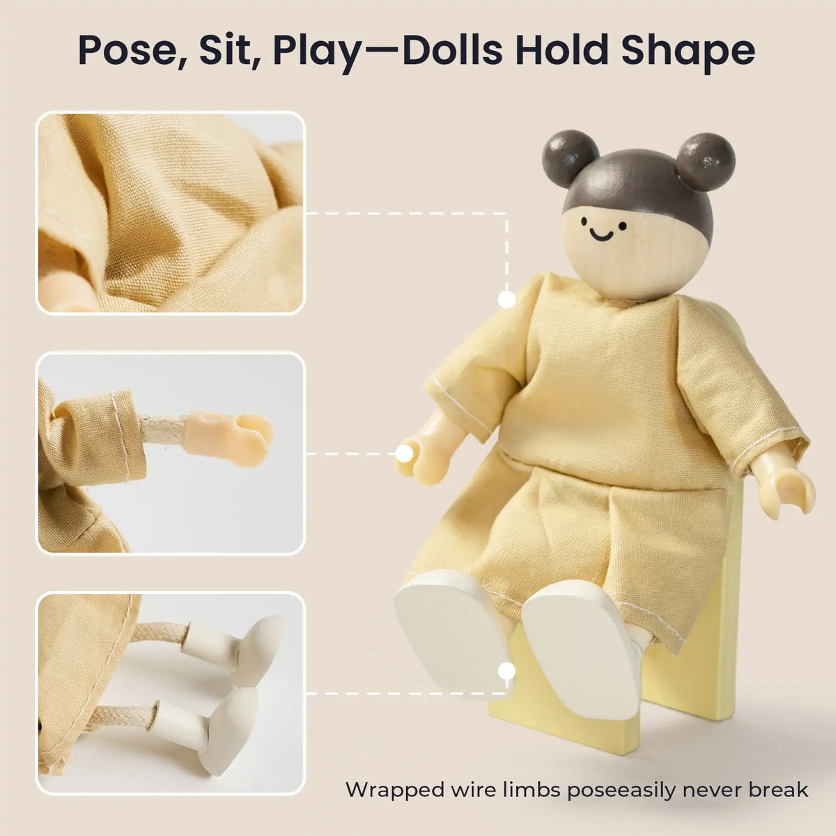 Tiny Land® Sweetwood Unicorn Dollhouse & Wooden Doll Set