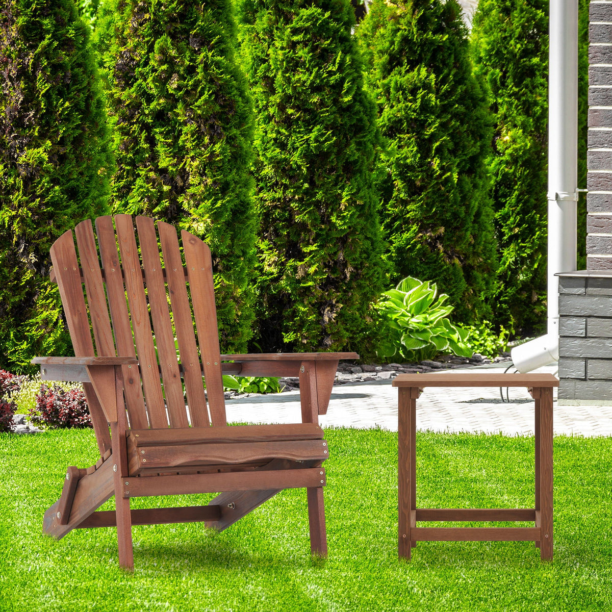 Folding Wood Adirondack Chairs | Set of 2