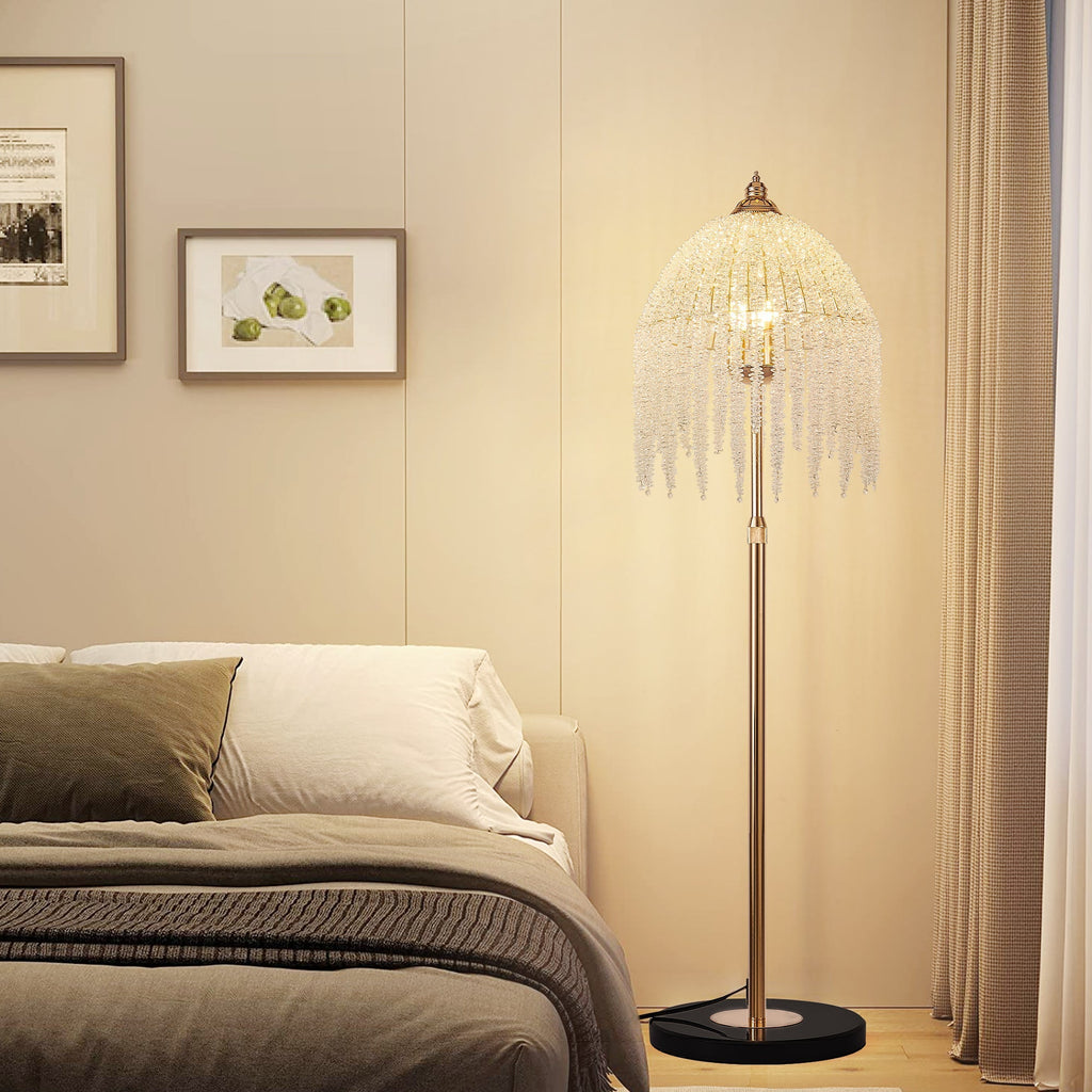 Gold Waterfall Beaded Floor Lamp