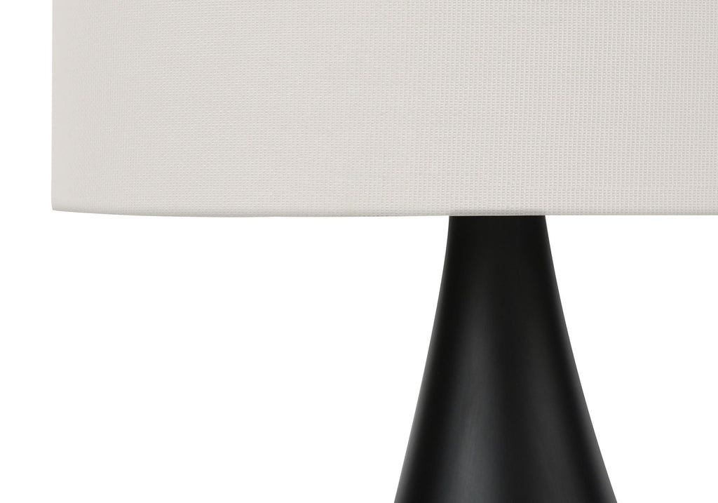Contemporary Table Lamp Set with Ivory Linen Shades - Black