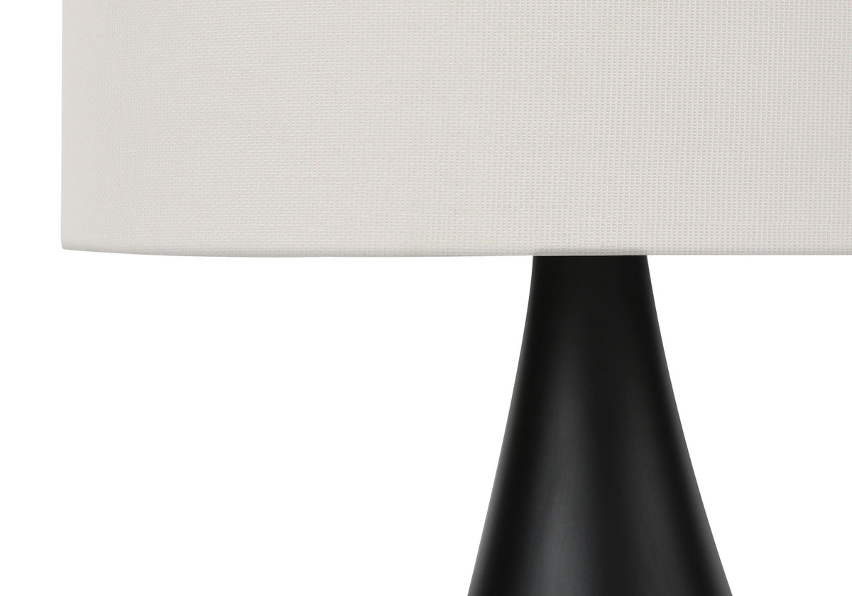Contemporary Table Lamp Set with Ivory Linen Shades - Black