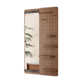 Wall-Mounted Wood Storage Mirror with Shelf & Hook
