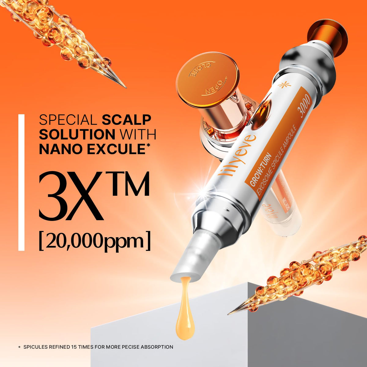 Lilyeve Grow Turn Exosome Spicule Ampoule 3000 | Deep Scalp Treatment, Hair Loss | Korean Haircare | 10ml
