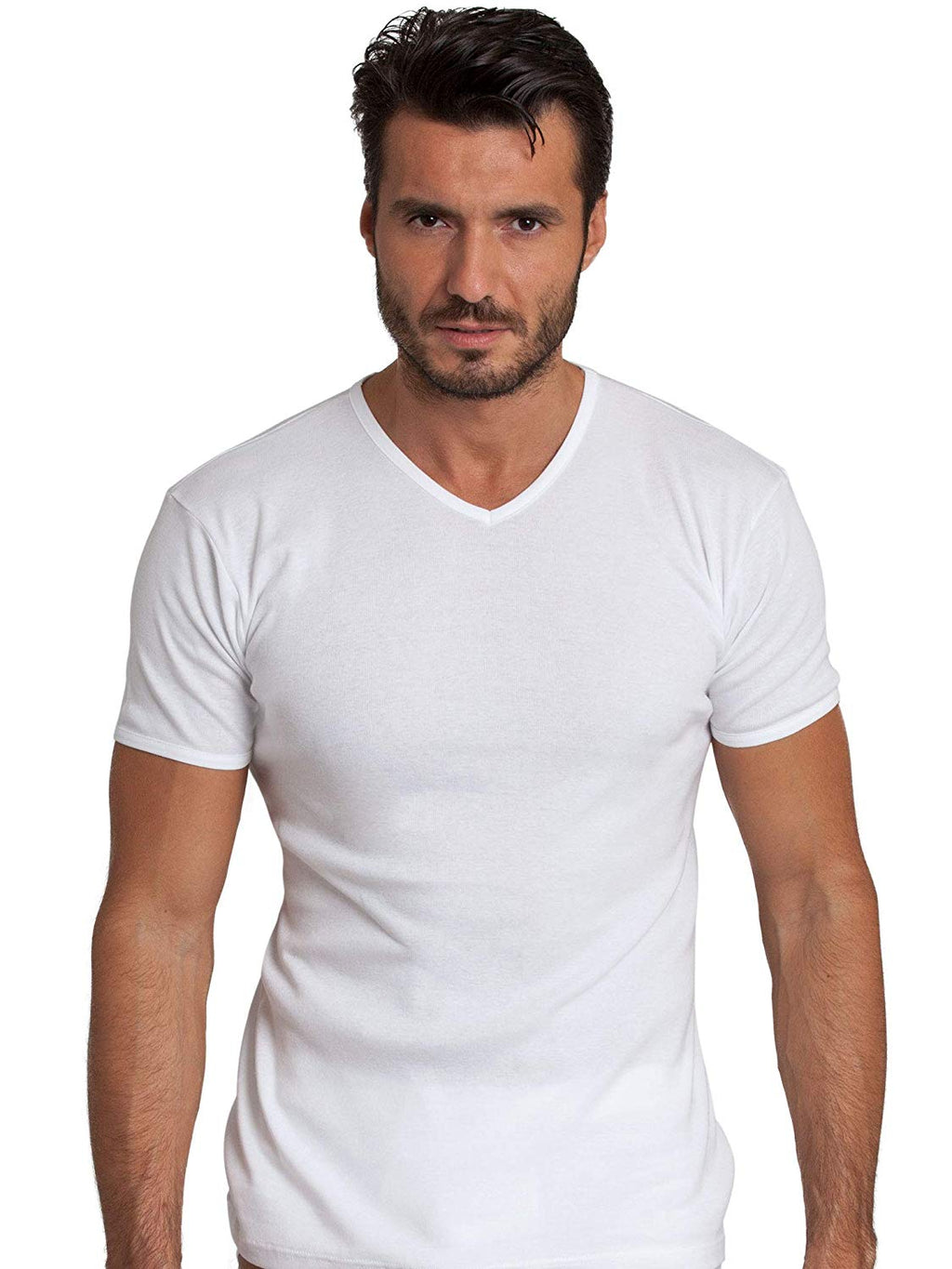 BASIC COTTON Free Spirit Premium Quality 100% Cotton Men's V - Neck T-Shirt. Proudly Made in Italy (905)