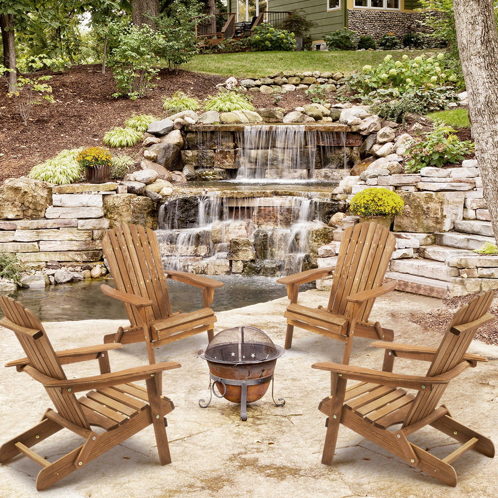 Folding Wood Adirondack Chairs | Set of 2