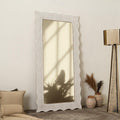 Handcarved Wave Mirror | Antique White