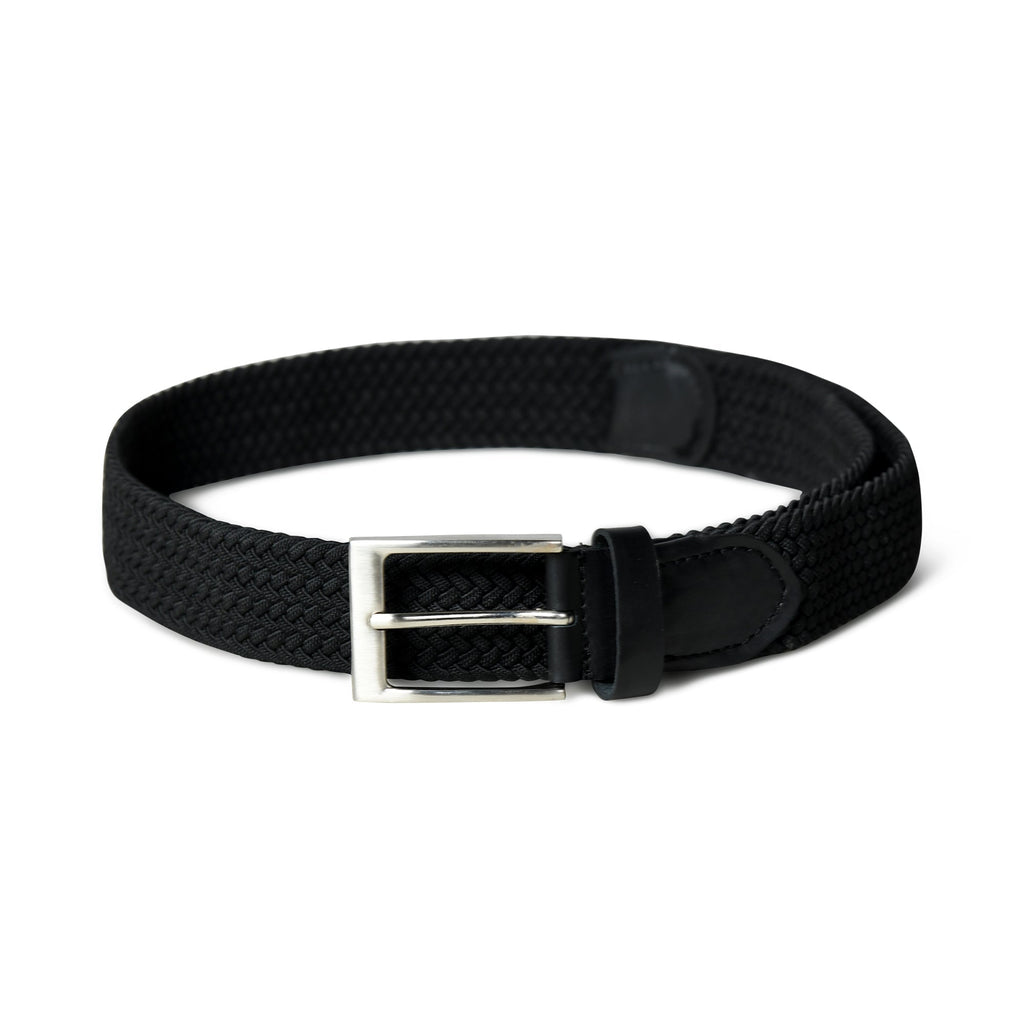 Braided Canvas & Buffalo Leather Belt | Black