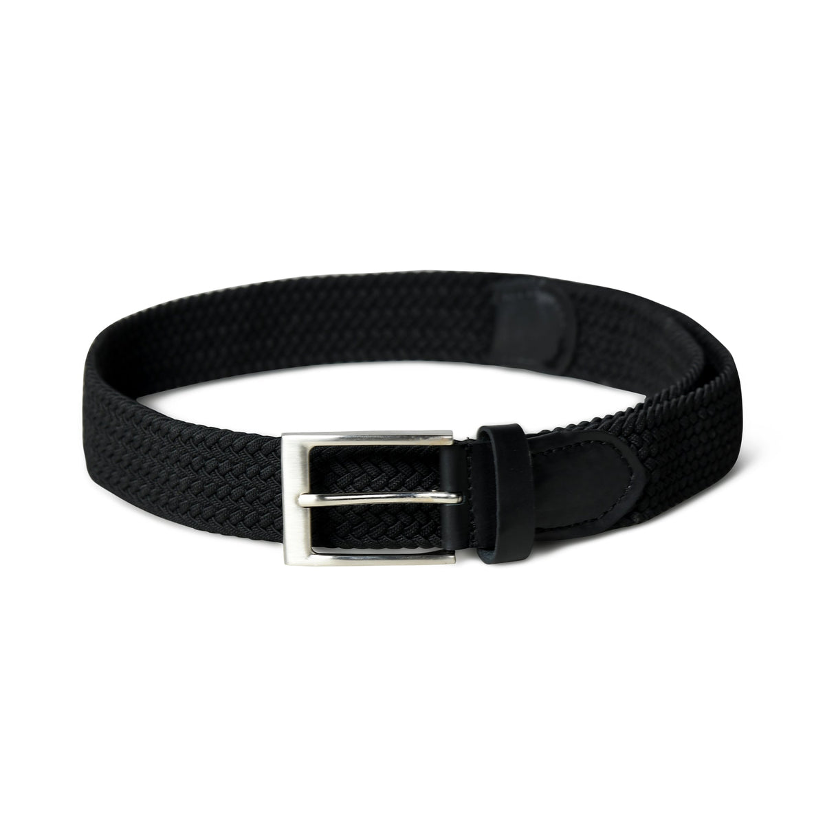 Braided Canvas & Buffalo Leather Belt | Black