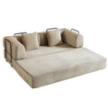 Convertible Floor Sleeper Sofa with Cylindrical Pillow