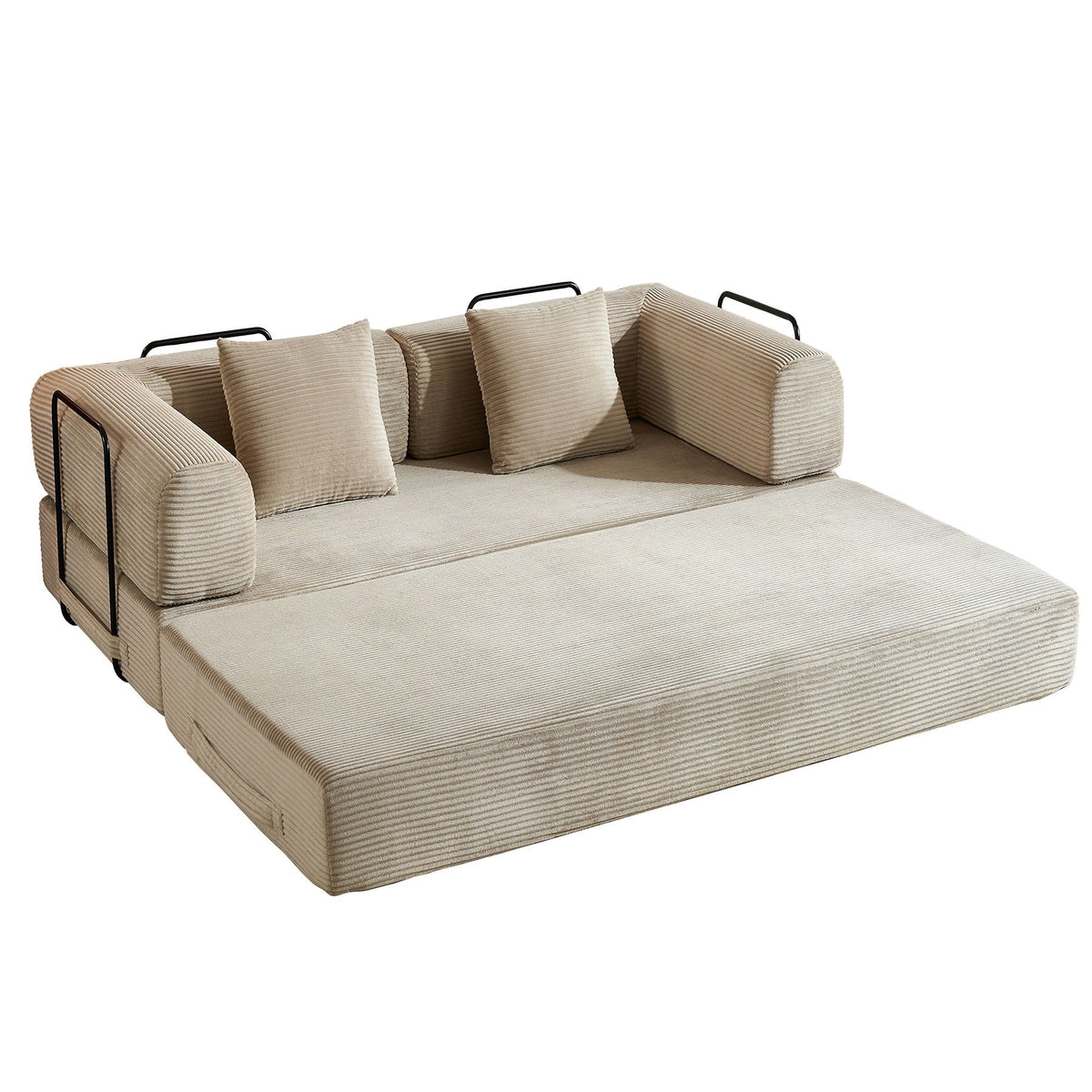 Convertible Floor Sleeper Sofa with Cylindrical Pillow