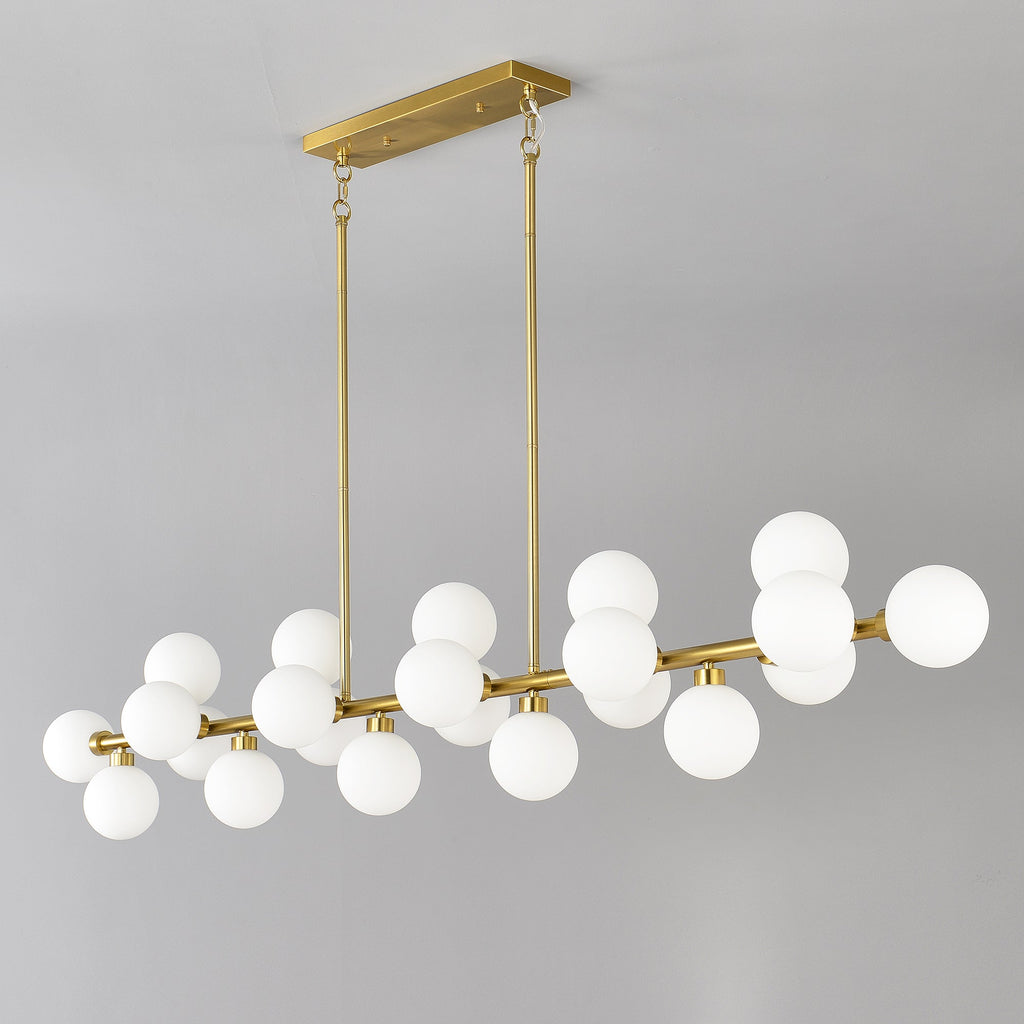 75.6'' Large Pendant Lamp with Opal Glass Shade - Modern Gold Living Room Lighting