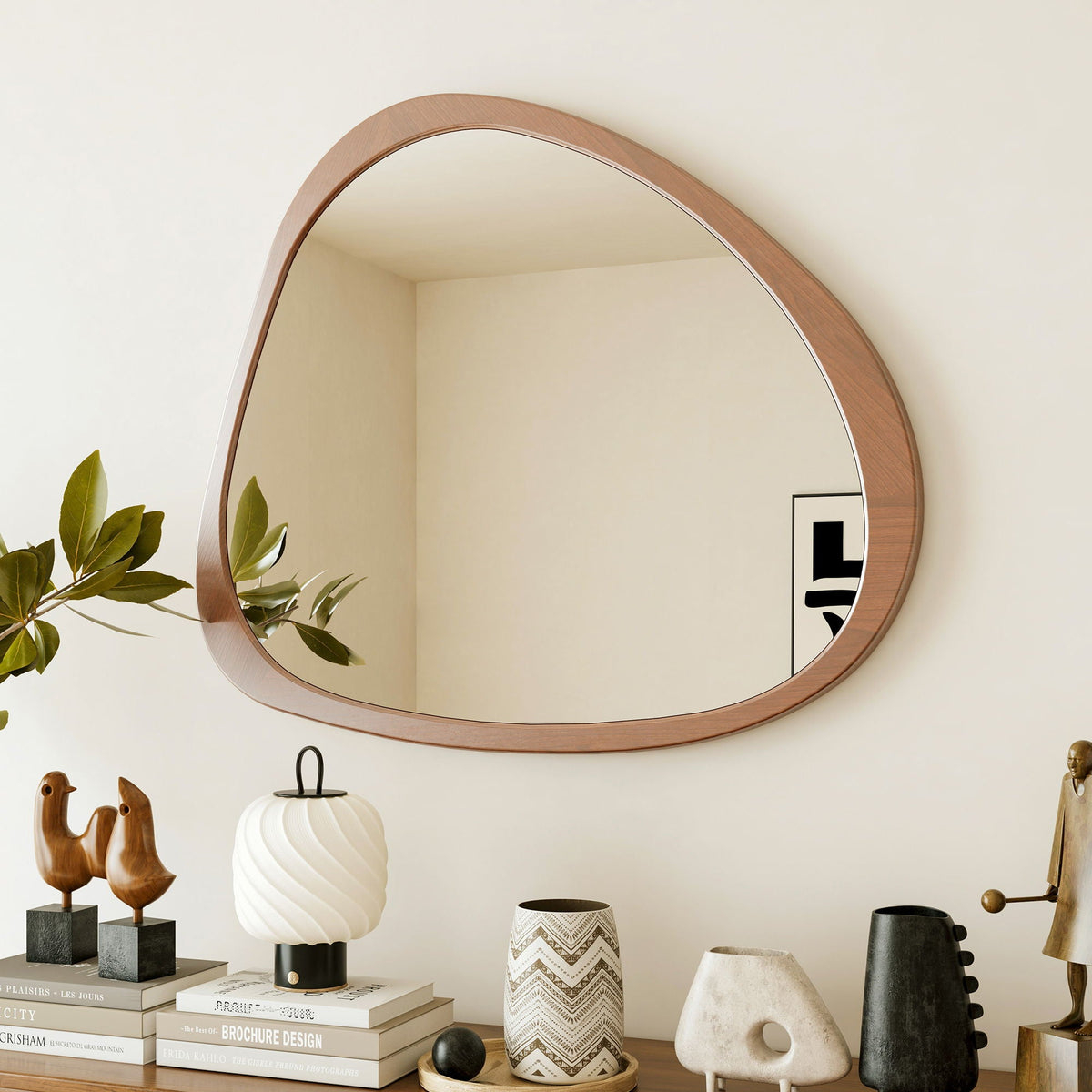 Asymmetrical Solid Wood Wall Mirror | Natural Wood