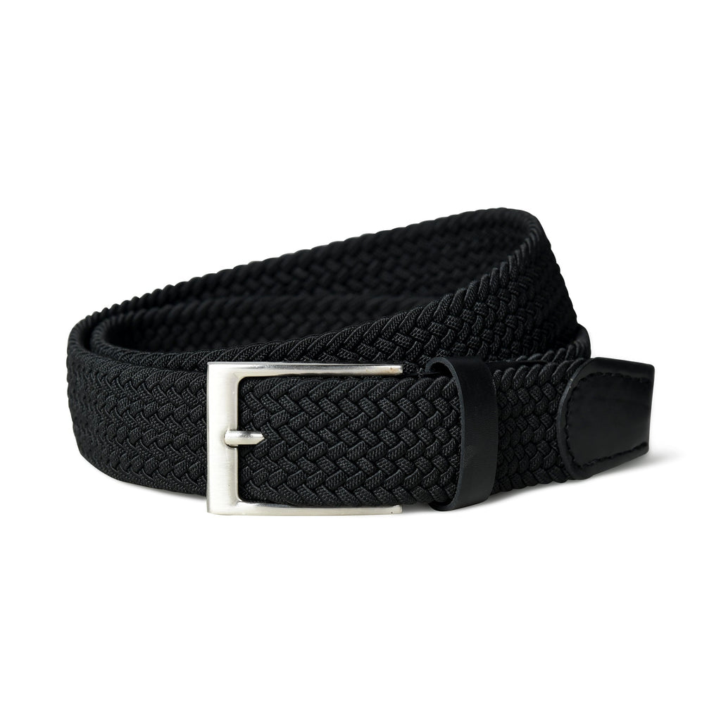 Braided Canvas & Buffalo Leather Belt | Black