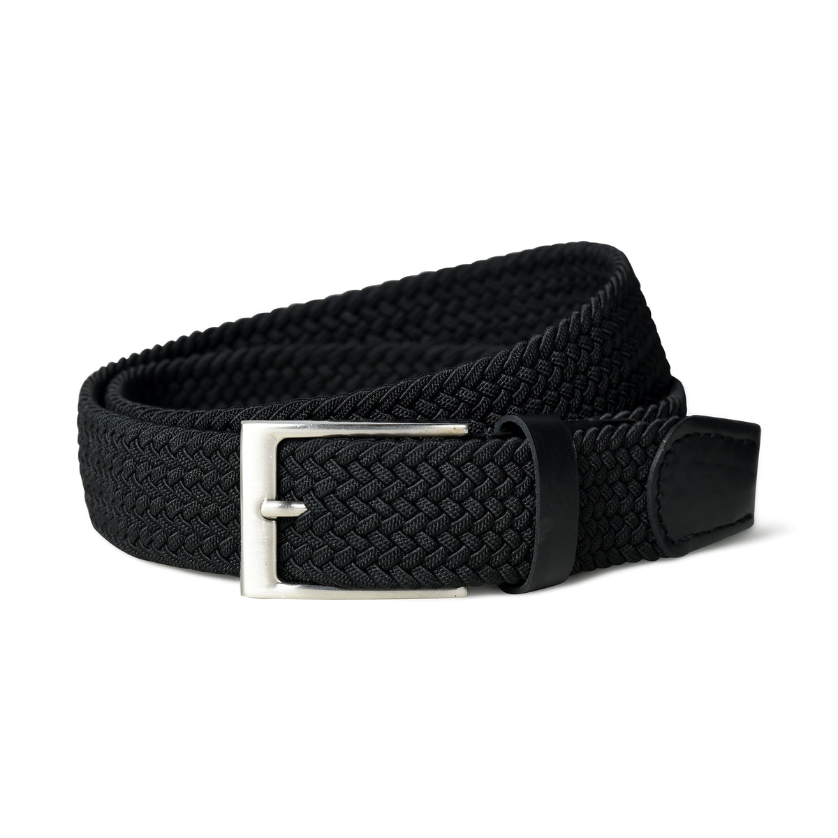 Braided Canvas & Buffalo Leather Belt | Black